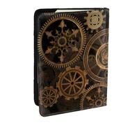 Wykjtwo Orologio ad ingranaggi in bronzo del secolo, Porta passaporto da viaggio in pelle PU Custodia per passaporto Copertine per passaporto da 6,5 pollici