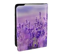 Wykjtwo Paesaggio viola del fiore della lavanda, Porta passaporto da viaggio in pelle PU Custodia per passaporto Copertine per passaporto da 6,5 pollici