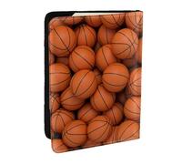 Wykjtwo Palla da basket arancione, Porta passaporto da viaggio in pelle PU Custodia per passaporto Copertine per passaporto da 6,5 pollici