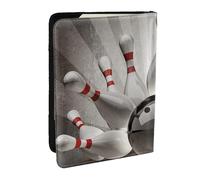 Wykjtwo Palla da bowling Sport Vintage, Porta passaporto da viaggio in pelle PU Custodia per passaporto Copertine per passaporto da 6,5 pollici