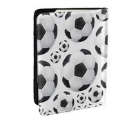 Wykjtwo Pallone da calcio bianco e nero, Porta passaporto da viaggio in pelle PU Custodia per passaporto Copertine per passaporto da 6,5 pollici