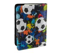 Wykjtwo Pallone da calcio sportivo atletico, Porta passaporto da viaggio in pelle PU Custodia per passaporto Copertine per passaporto da 6,5 pollici