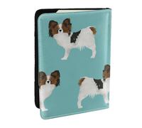 Wykjtwo Papillon Cani Simpatico cane Toy Spaniel, Porta passaporto da viaggio in pelle PU Custodia per passaporto Copertine per passaporto da 6,5 pollici