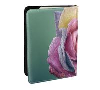 Wykjtwo Pianta colorata di petali di rosa romantica, Porta passaporto da viaggio in pelle PU Custodia per passaporto Copertine per passaporto da 6,5 pollici