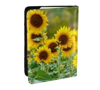 Wykjtwo Pianta di girasole stampata, Porta passaporto da viaggio in pelle PU Custodia per passaporto Copertine per passaporto da 6,5 pollici