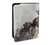 Wykjtwo Pittura artistica in nero e oro, Porta passaporto da viaggio in pelle PU Custodia per passaporto Copertine per passaporto da 6,5 pollici