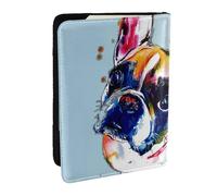 Wykjtwo Pittura Bulldog francese, Porta passaporto da viaggio in pelle PU Custodia per passaporto Copertine per passaporto da 6,5 pollici
