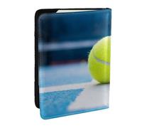 Wykjtwo Pittura di palline da tennis, Porta passaporto da viaggio in pelle PU Custodia per passaporto Copertine per passaporto da 6,5 pollici