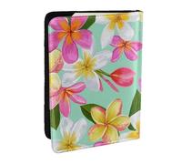 Wykjtwo Plumeria floreale dei fiori tropicali dell'acquerello, Porta passaporto da viaggio in pelle PU Custodia per passaporto Copertine per passaporto da 6,5 pollici