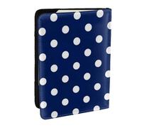 Wykjtwo Pois blu navy, Porta passaporto da viaggio in pelle PU Custodia per passaporto Copertine per passaporto da 6,5 pollici