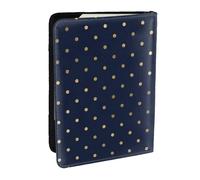 Wykjtwo Pois dorati blu navy eleganti moderni, Porta passaporto da viaggio in pelle PU Custodia per passaporto Copertine per passaporto da 6,5 pollici