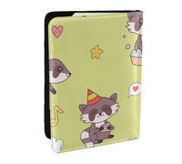 Wykjtwo Procione Kawaii carino, Porta passaporto da viaggio in pelle PU Custodia per passaporto Copertine per passaporto da 6,5 pollici