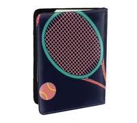 Wykjtwo Racchetta Colorata E Pallina Da Tennis, Porta passaporto da viaggio in pelle PU Custodia per passaporto Copertine per passaporto da 6,5 pollici