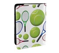 Wykjtwo Racchette E Palline Da Tennis, Porta passaporto da viaggio in pelle PU Custodia per passaporto Copertine per passaporto da 6,5 pollici