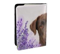 Wykjtwo Retriever di cani marrone labrador lavanda, Porta passaporto da viaggio in pelle PU Custodia per passaporto Copertine per passaporto da 6,5 pollici