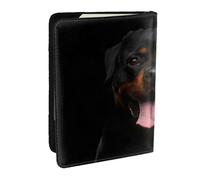 Wykjtwo Ritratto di stampa del cane Rottweiler, Porta passaporto da viaggio in pelle PU Custodia per passaporto Copertine per passaporto da 6,5 pollici