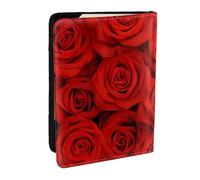 Wykjtwo Rose rosse, Porta passaporto da viaggio in pelle PU Custodia per passaporto Copertine per passaporto da 6,5 pollici
