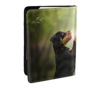 Wykjtwo Rottweiler Animali Cuccioli Cani Bokeh, Porta passaporto da viaggio in pelle PU Custodia per passaporto Copertine per passaporto da 6,5 pollici