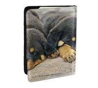 Wykjtwo Rottweiler Sleeping Dogs Animali Cuccioli Piccoli, Porta passaporto da viaggio in pelle PU Custodia per passaporto Copertine per passaporto da 6,5 pollici