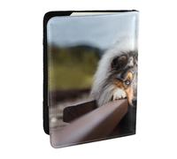 Wykjtwo Rough Collie Bokeh Railway Cani Animali domestici ruvidi, Porta passaporto da viaggio in pelle PU Custodia per passaporto Copertine per passaporto da 6,5 pollici