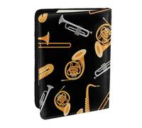 Wykjtwo Sassofono Trombone Musica Nero, Porta passaporto da viaggio in pelle PU Custodia per passaporto Copertine per passaporto da 6,5 pollici