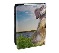 Wykjtwo Schnauzer Lawn Pets Cani grigi Chnauzer, Porta passaporto da viaggio in pelle PU Custodia per passaporto Copertine per passaporto da 6,5 pollici