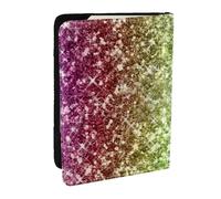 Wykjtwo Scintillante arcobaleno glitterato, Porta passaporto da viaggio in pelle PU Custodia per passaporto Copertine per passaporto da 6,5 pollici