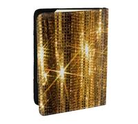 Wykjtwo Scintillio di paillettes dorate, Porta passaporto da viaggio in pelle PU Custodia per passaporto Copertine per passaporto da 6,5 pollici