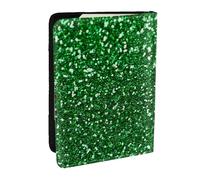 Wykjtwo Scintillio di paillettes verdi, Porta passaporto da viaggio in pelle PU Custodia per passaporto Copertine per passaporto da 6,5 pollici