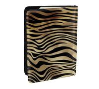 Wykjtwo Seppia della pelle animale della zebra dell'oro nero africano, Porta passaporto da viaggio in pelle PU Custodia per passaporto Copertine per passaporto da 6,5 pollici
