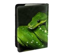 Wykjtwo Serpente verde rettile, Porta passaporto da viaggio in pelle PU Custodia per passaporto Copertine per passaporto da 6,5 pollici