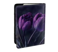 Wykjtwo Sfondo Di Fiori Viola, Porta passaporto da viaggio in pelle PU Custodia per passaporto Copertine per passaporto da 6,5 pollici
