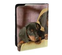 Wykjtwo Simpatica stampa di due cani bassotto, Porta passaporto da viaggio in pelle PU Custodia per passaporto Copertine per passaporto da 6,5 pollici