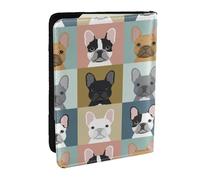 Wykjtwo Simpatici Bulldog francesi, Porta passaporto da viaggio in pelle PU Custodia per passaporto Copertine per passaporto da 6,5 pollici