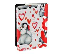 Wykjtwo Simpatici pinguini per San Valentino, Porta passaporto da viaggio in pelle PU Custodia per passaporto Copertine per passaporto da 6,5 pollici