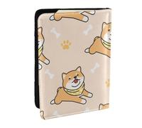 Wykjtwo Simpatico cane Shiba Inu, Porta passaporto da viaggio in pelle PU Custodia per passaporto Copertine per passaporto da 6,5 pollici