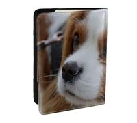 Wykjtwo Simpatico Cavalier King Charles Spaniel, Porta passaporto da viaggio in pelle PU Custodia per passaporto Copertine per passaporto da 6,5 pollici
