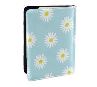 Wykjtwo Simpatico fiore margherita floreale blu, Porta passaporto da viaggio in pelle PU Custodia per passaporto Copertine per passaporto da 6,5 pollici