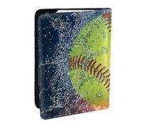 Wykjtwo Softball giallo, Porta passaporto da viaggio in pelle PU Custodia per passaporto Copertine per passaporto da 6,5 pollici