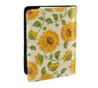 Wykjtwo Sorie di girasole fresco stampate, Porta passaporto da viaggio in pelle PU Custodia per passaporto Copertine per passaporto da 6,5 pollici