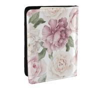 Wykjtwo Stagione primaverile Fiori rosa floreali, Porta passaporto da viaggio in pelle PU Custodia per passaporto Copertine per passaporto da 6,5 pollici