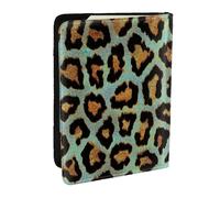 Wykjtwo Stampa animalier chic leopardo verde acqua, Porta passaporto da viaggio in pelle PU Custodia per passaporto Copertine per passaporto da 6,5 pollici