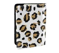 Wykjtwo Stampa animalier leopardo nero glitter oro, Porta passaporto da viaggio in pelle PU Custodia per passaporto Copertine per passaporto da 6,5 pollici