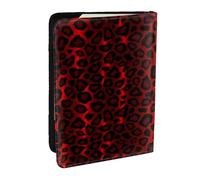Wykjtwo Stampa animalier leopardo rosso scuro, Porta passaporto da viaggio in pelle PU Custodia per passaporto Copertine per passaporto da 6,5 pollici