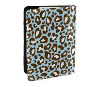 Wykjtwo Stampa animalier maculata leopardo blu e marrone, Porta passaporto da viaggio in pelle PU Custodia per passaporto Copertine per passaporto da 6,5 pollici