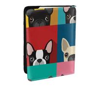Wykjtwo Stampa colorata Boston Terrier, Porta passaporto da viaggio in pelle PU Custodia per passaporto Copertine per passaporto da 6,5 pollici