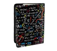 Wykjtwo Stampa colorata di formule matematiche, Porta passaporto da viaggio in pelle PU Custodia per passaporto Copertine per passaporto da 6,5 pollici