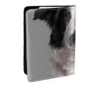 Wykjtwo Stampa del cane Border Collie, Porta passaporto da viaggio in pelle PU Custodia per passaporto Copertine per passaporto da 6,5 pollici