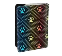 Wykjtwo Stampa della zampa di cane arcobaleno, Porta passaporto da viaggio in pelle PU Custodia per passaporto Copertine per passaporto da 6,5 pollici