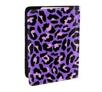 Wykjtwo Stampa di animali leopardo rosa viola neon, Porta passaporto da viaggio in pelle PU Custodia per passaporto Copertine per passaporto da 6,5 pollici